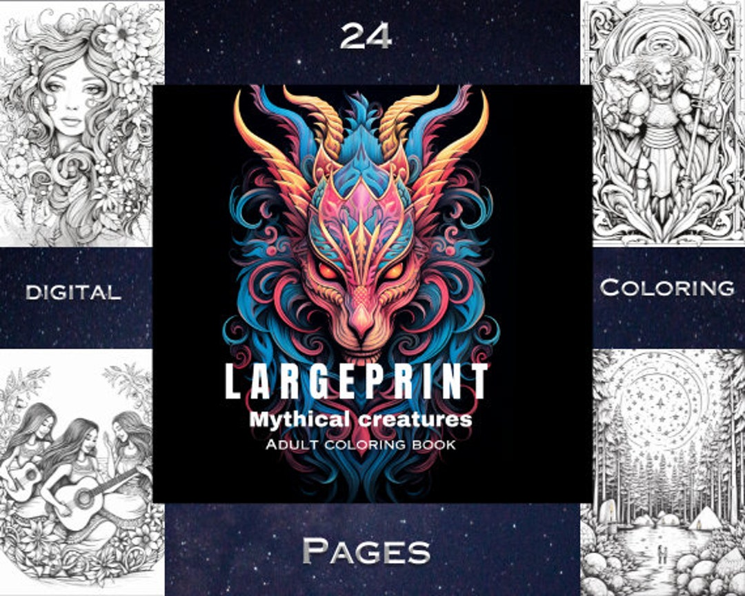 Large Print Adult Coloring Book: Mythical Creatures Edition - Etsy