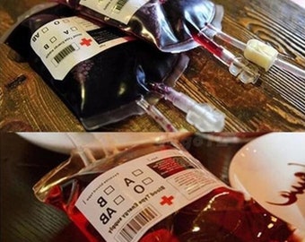 3Pcs PVC Vampire Blood Bags 400ml  The Vampire Diaries Blood Bag Drinkable Mystic Falls Hospital Prop Cosplay Salvatore