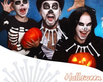 12pcs Halloween Horror Props Realistic Skull Skeleton Human Bone For Halloween Home Party Costume Decoration DIY Choker Kids Toy