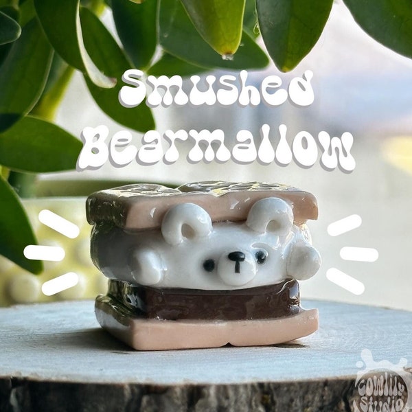 Smushed Bearmallow, the S’mores Bear Clay Desk Friend