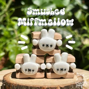 Smushed Miffmallow, the S’mores Bunny Polymer Clay Desk Friend