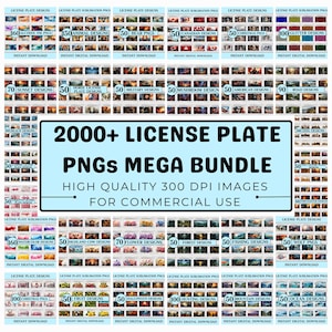 Mega Bundle License Plate PNG Sublimation Designs, License Plate PNG Designs, Sublimation PNG files, License Plates Wrap Sublimation Bundle