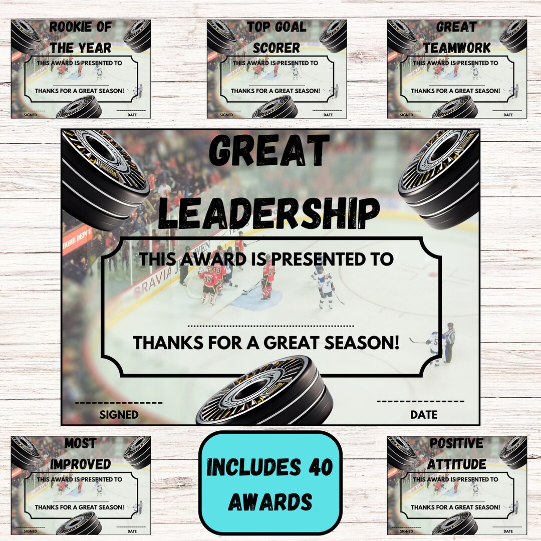 Editable Hockey Award Certificates Award Ceremony Etsy