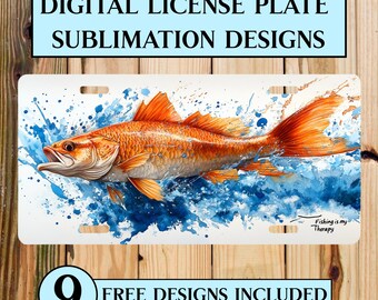 Funny Fisherman License Plate PNG Sublimation Design (Digital Download)
