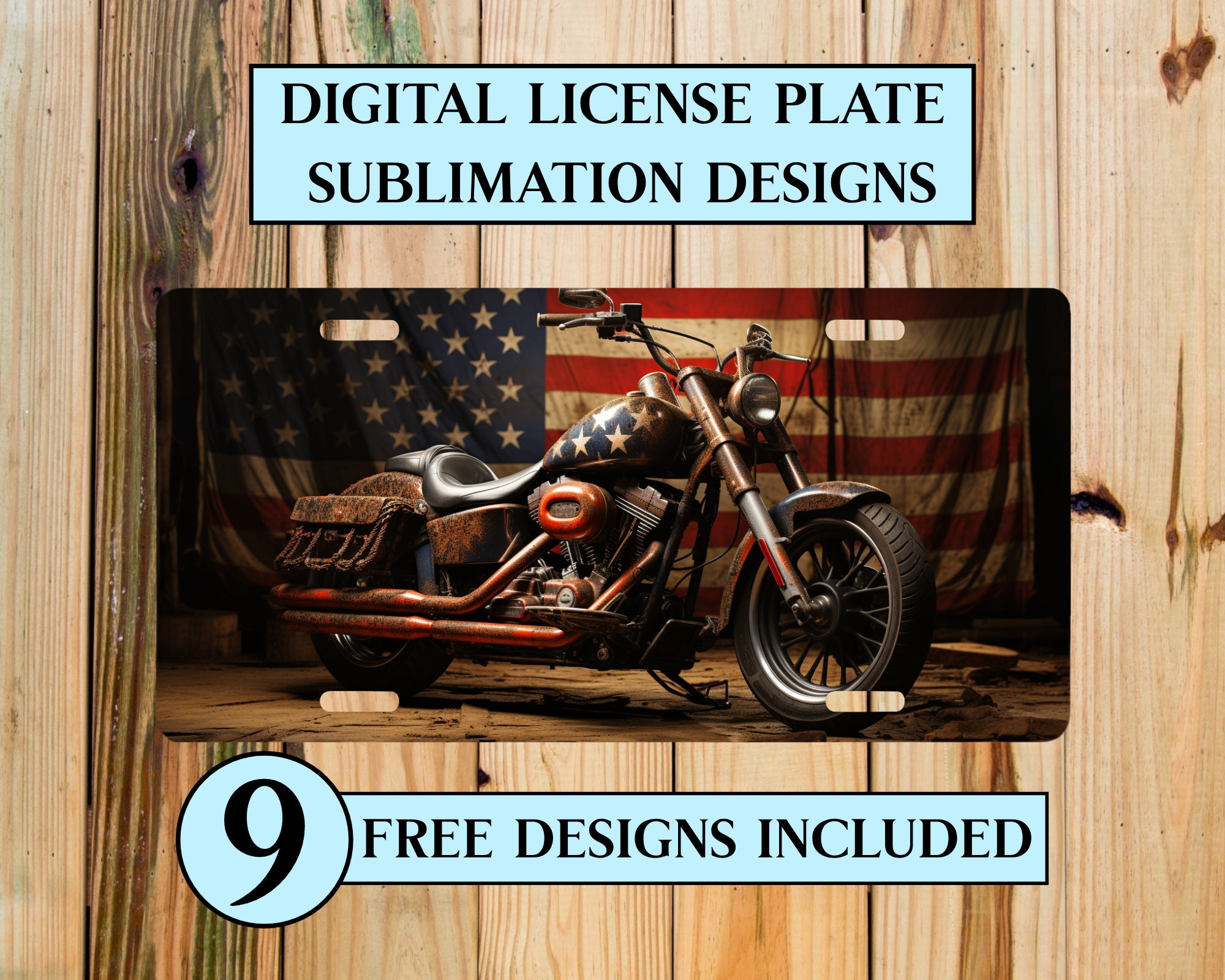 USA AMERICAN FLAG MOTORCYCLE LICENSE PLATE FRAME TAG BRACKET. Grey/Black - Foto 3