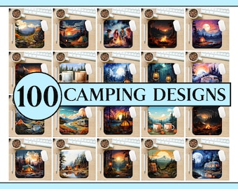 Camping Mouse Pad PNG Sublimation Designs Bundle (Digital Download)