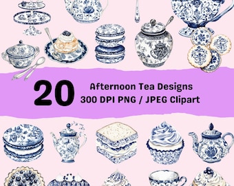 Victorian Tea Party Clipart: Elegant Floral Teacups (PNG and JPEG Digital Download)