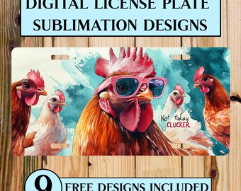 Funny Chicken License Plate PNG: Sarcastic Clucker Design (Digital Download)
