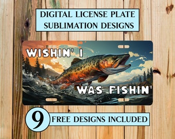 Fishing License Plate Sublimation Design (Digital Download)
