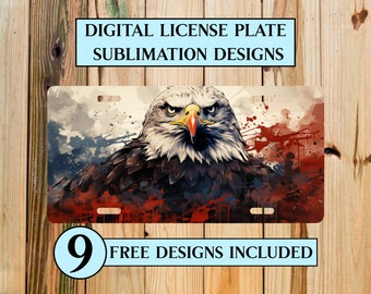 American Eagle License Plate PNG: Patriotic 4th of July Sublimation (Digital Download)