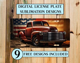 Retro American Truck License Plate PNG: Patriotic 4th of July Sublimation (Digital Download)