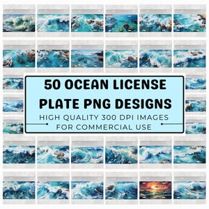 Ocean License Plate PNG Designs: Sublimation Bundle (Digital Download)