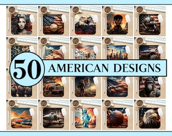50 American Patriotic Mouse Pad Designs: Sublimation PNG Bundle (Digital Download)