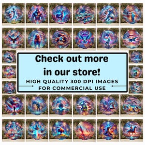 May include: A collection of 36 digital images featuring patriotic designs with red, white, and blue colors. The designs include stars, stripes, eagles, and other patriotic symbols. The images are high quality and suitable for commercial use.