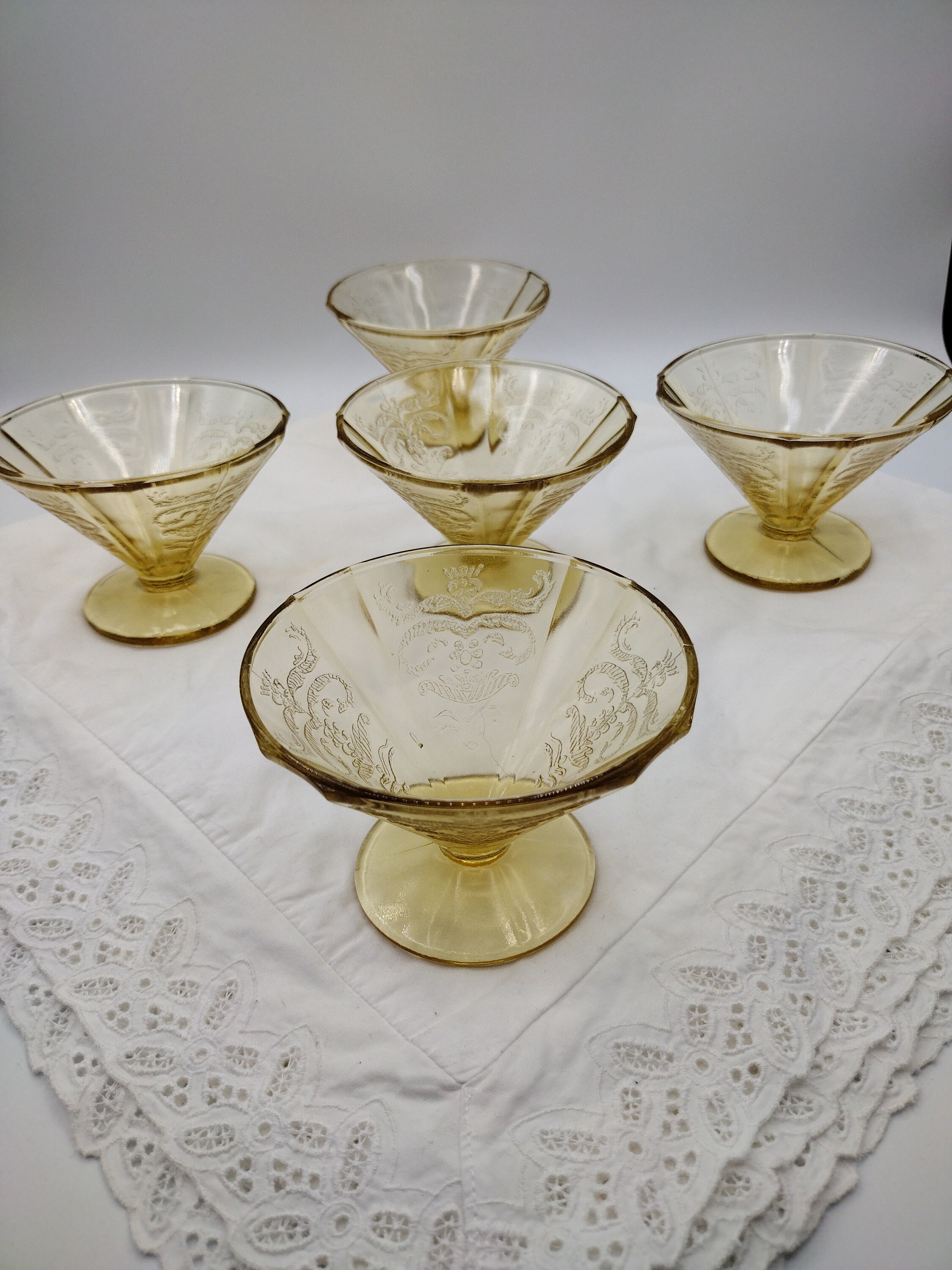 SHERBERT Vintage Depression Glass Amber Colored Madrid Pattern by ...