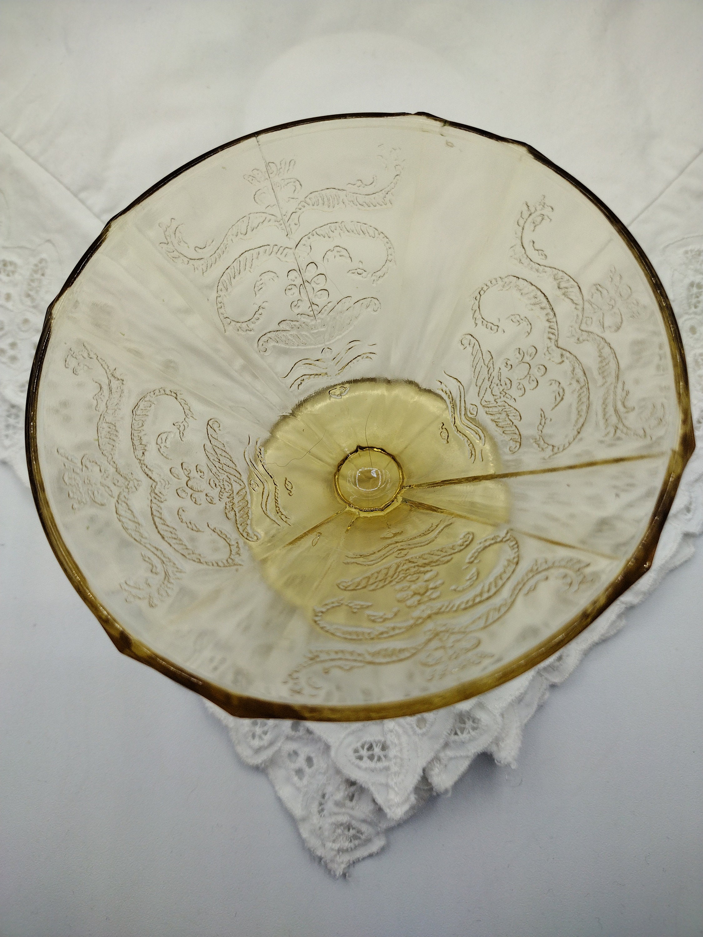 SHERBERT Vintage Depression Glass Amber Colored Madrid Pattern by ...