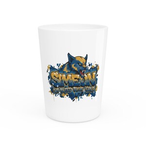 Simeon Schnapsglas - College Party Zubehör, Team Spirit Schnapsglas, Trinkgläser, Tailgate Zubehör, Schullogo Schnapsglas