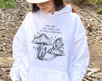Felpa con cappuccio rana Felpa con cappuccio fungo Felpa con cappuccio rospo Felpa con cappuccio Cottagecore Abbigliamento rospo Goblincore Felpa con cappuccio natura Gremlincore Felpa con cappuccio foresta