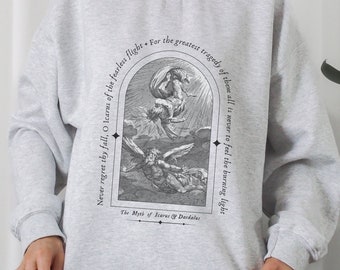 Myth of Icarus Daedalus Greek Mythology Sweatshirt Literature Sweater Dark Academia Aesthetic Light Academia Librarian Sweatshirt