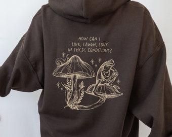 Felpa con cappuccio rana Felpa con cappuccio fungo Felpa con cappuccio rospo Felpa con cappuccio Cottagecore Abbigliamento rospo Goblincore Felpa con cappuccio natura Gremlincore Felpa con cappuccio foresta