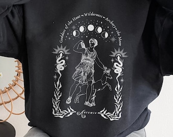 Artemis Greek Goddess Greek Mythology Sweatshirt Dark Academia Clothing Greek Statue Celestial Sweatshirt Light Academia Literary Sweater