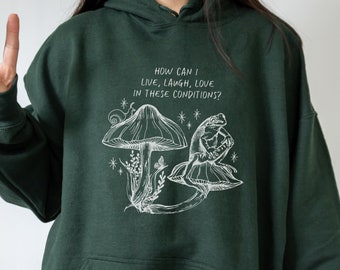 Felpa con cappuccio rana Felpa con cappuccio fungo Felpa con cappuccio rospo Felpa con cappuccio Cottagecore Abbigliamento rospo Goblincore Felpa con cappuccio natura Gremlincore Felpa con cappuccio foresta