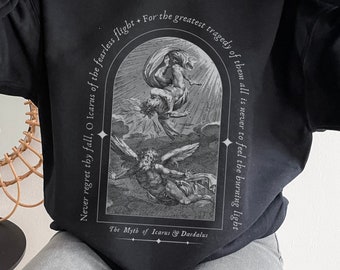 Myth of Icarus Daedalus Greek Mythology Sweatshirt Dark Academia Aesthetic Light Academia Librarian Sweatshirt Literature Sweater