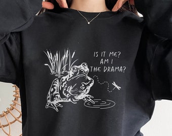 Frog Sweatshirt Am I the Drama Cottagecore Sweatshirt Toad Goblincore Clothing Cottagecore Sweater Gremlincore Indie Alternative Clothing