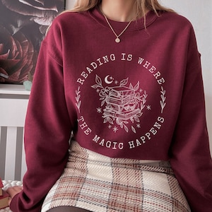 Reading Sweatshirt Literary Sweater Literature Sweatshirt Book Lover Sweatshirt  Book Sweatshirt Librarian Sweatshirt Light Academia