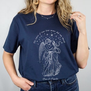 Eros and Psyche Cupid Greek Mythology Shirt Shakespeare Poet Shirt Dark Academia Literary Shirt Light Academia Greek Gods Greek Goddesses Navy