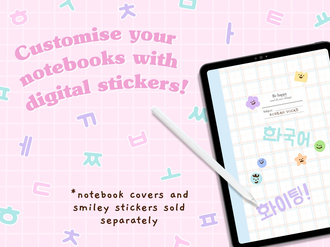 Korean Alphabet Digital Stickers Bundle Hangul Stickers for Etsy
