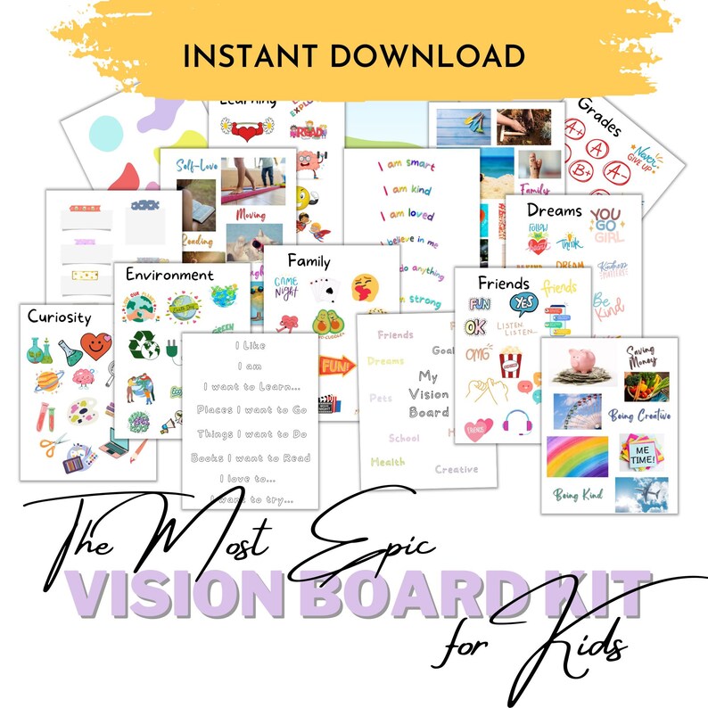 Kids Vision Board Kit Vision Board Printable Vision Board - Etsy