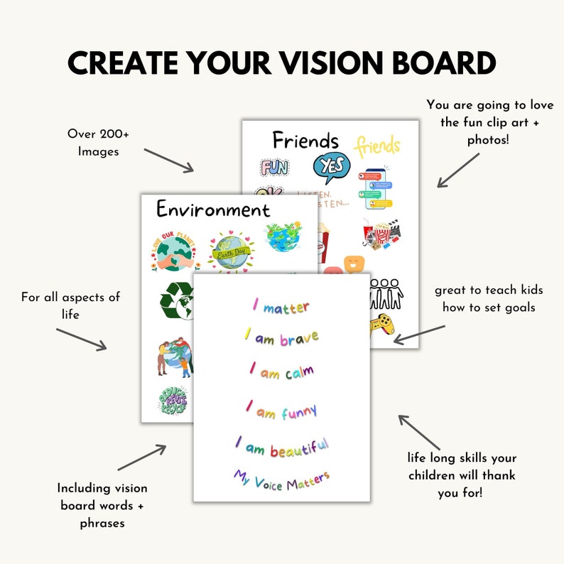 Kids Vision Board Kit Vision Board Printable Vision Board - Etsy