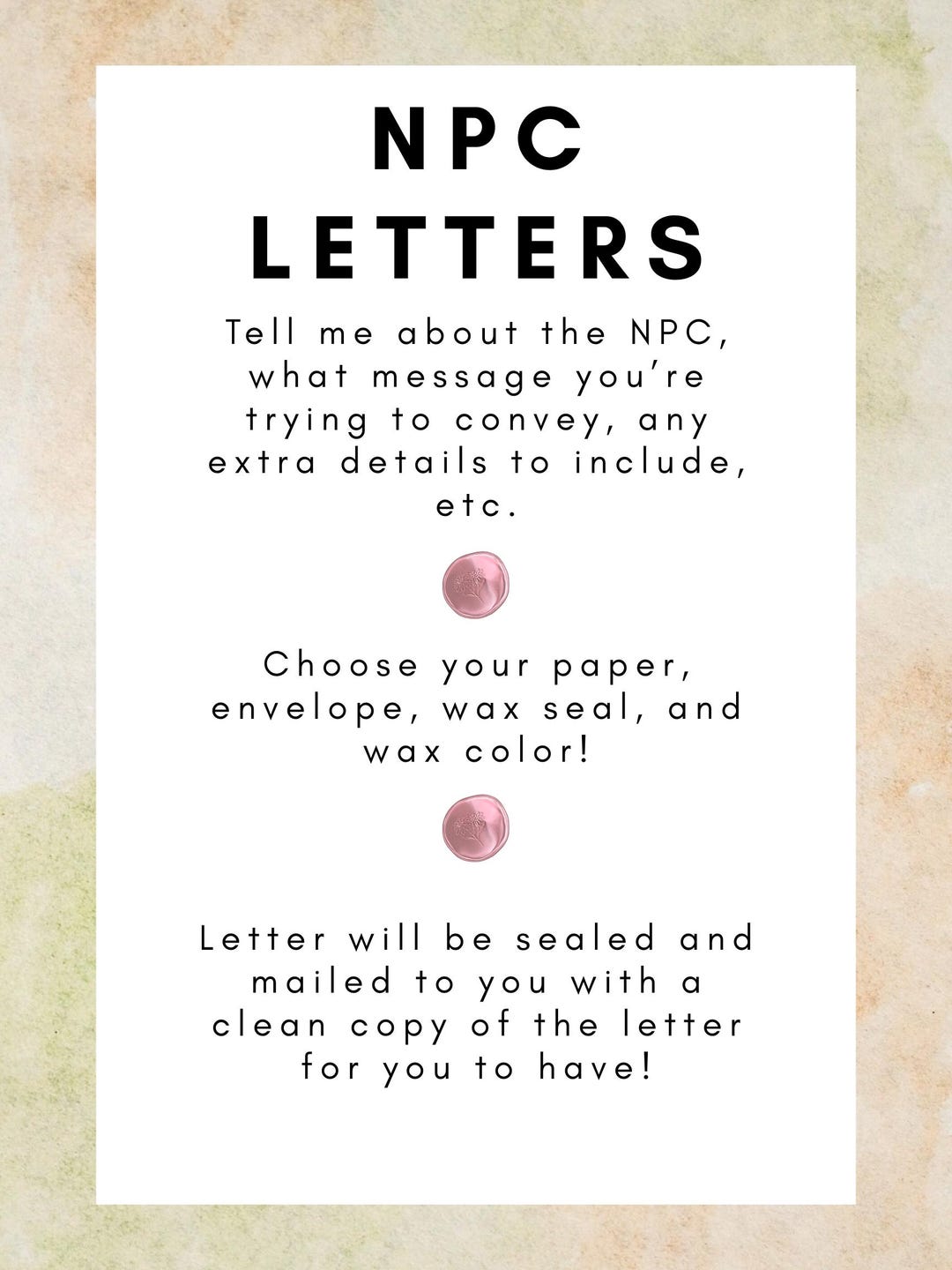 Npc Writing NPC Letters (photos TBA) - Etsy