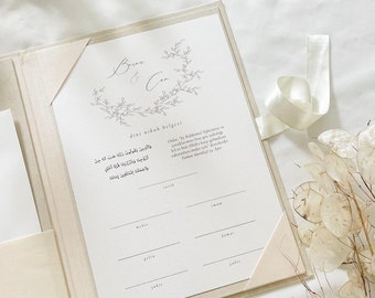 Dini Nikah Belgesi | Folio de recuerdos de boda | Certificado de boda islámico | Teoría islámica | Certificado de matrimonio islámico