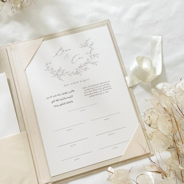 Dini Nikah Belgesi | Wedding memories folio | Islamic wedding certificate | Islamic Theory | Islamic marriage certificate