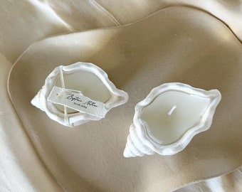 Shell candle pearl ceramic favors | Shell candle Pearl ceramic | Muschelkerze gifts Pearl