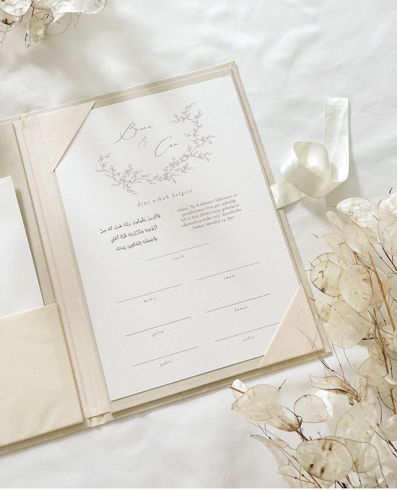 Dini Nikah Belgesi Wedding memories folio Islamic wedding certificate Islamic Theory Islamic marriage certificate With