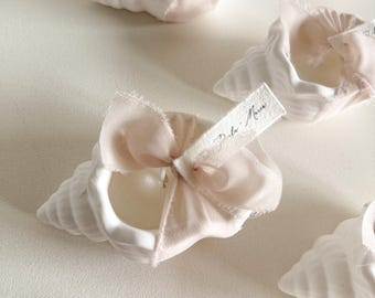 Shell candle ceramic favors | Shell candle ceramic wedding gifts | Muschelkerze hochzeit cadeaue | Baptism gifts