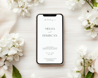 Stylish Digital Wedding Invitation | Mobile Format | Instantly Customizable & Downloadable