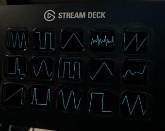 Wygaszacz ekranu Signal Lab Stream Deck, animowany cyjanowy oscyloskop GIF, Elgato MK2 XL Plus