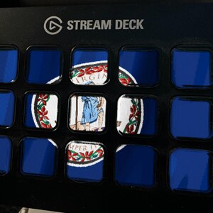 Screensaver met de vlag van Virginia (Virginia Flag Stream Deck), geanimeerde GIF van een wapperende vlag, Elgato MK2 XL Plus, direct digitaal te downloaden. afbeelding 1