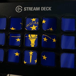 Indiana-Flagge als Stream-Deck-Bildschirmschoner, animierte wehende Flagge (GIF), Elgato MK2 XL Plus, sofortiger digitaler Download Bild 1