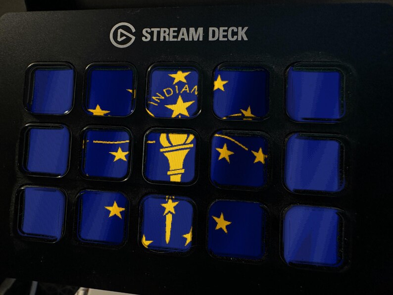 Indiana-Flagge als Stream-Deck-Bildschirmschoner, animierte wehende Flagge (GIF), Elgato MK2 XL Plus, sofortiger digitaler Download Bild 1