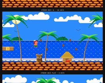 Coconut Run Stream Deck Screensaver, geanimeerde 8-bit eiland GIF, Elgato MK2 XL Plus