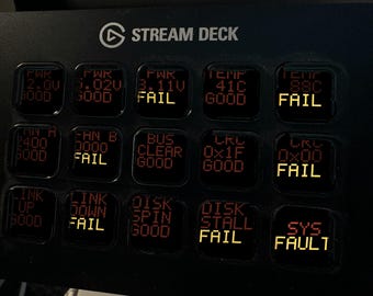 Wygaszacz ekranu panelu błędów, animowany czerwony terminal diagnostyczny w formacie GIF, Elgato MK2 XL Plus