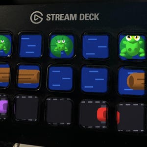 Frog Crossing Stream Deckスクリーンセーバー、アニメーションレトロアーケードGIF、Elgato MK2 XL Plus 画像 1