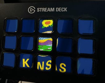 Skärmsläckare för Kansas Flag Stream Deck, animerad GIF med viftande flagga, Elgato MK2 XL Plus, omedelbar digital nedladdning