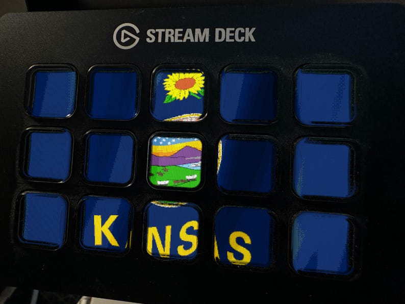 Kansas-Flagge als Stream-Deck-Bildschirmschoner, animierte wehende Flagge (GIF), Elgato MK2 XL Plus, sofortiger digitaler Download Bild 1