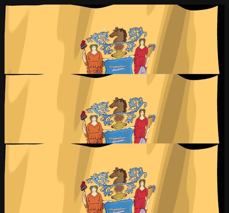 Skärmsläckare för New Jersey-flaggan, animerad GIF med viftande flagga, Elgato MK2 XL Plus, omedelbar digital nedladdning bild 4